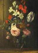 Jan van den Hecke Flower still life in a glass vase France oil painting reproduction